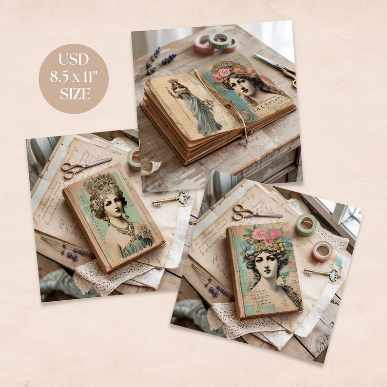 Junk Journal Mockup for Photoshop. Rustic Vintage Book Display. image 2