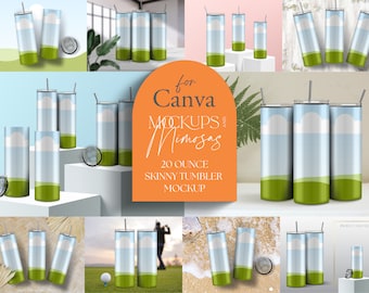 CANVA SKINNY TUMBLER Mockup. Drag and Drop frames. Sublimation Tumbler. 20oz Tumbler. Canva Mockup