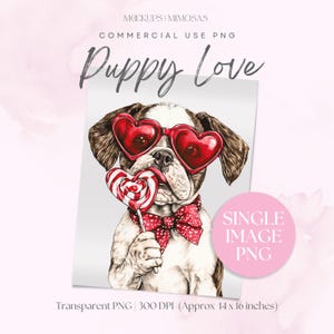 Valentinstag französischer Bulldogge. Niedliche Jugendliebe Grafik. Transparente PNG für Handwerker und POD. Kommerzielle Nutzung.