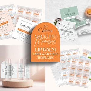 LIP BALM Label and Mockup Template. 0.15oz Skin Salve Packaging Sticker. Lip Gloss Tube. DIY Label design. Add your own backgrounds.