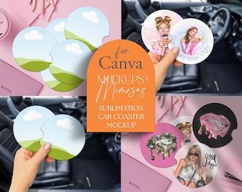 Car Coaster Sublimation Mockup Canva Template