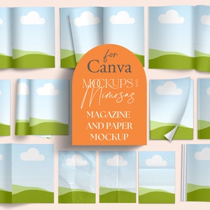 CANVA-model voor tijdschrift en papier op A4-formaat. A4-tijdschrift. Mockup voor e-boeken en digitale producten. Canva-sjabloon, Etsy-listingmodel.