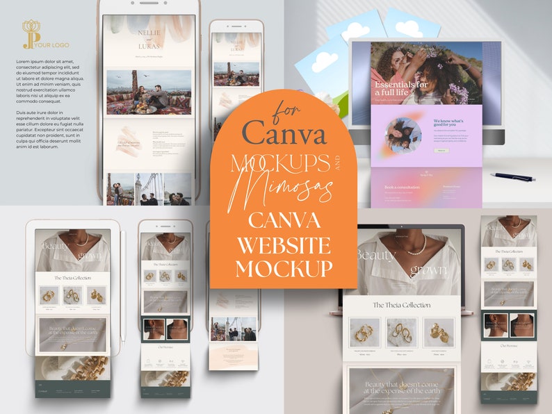 Peut inclure: Maquette d'un site web pour une marque de bijoux appel&eacute;e "The Theia Collection". Le site web pr&eacute;sente un design minimaliste ax&eacute; sur des images de haute qualit&eacute; des bijoux. Le site web comprend &eacute;galement une section de blog avec des articles sur la beaut&eacute; et la croissance.