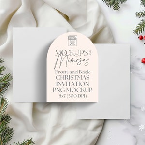 DUBBELE traditionele kerstuitnodiging Mockup. Kaart van 5 x 7 inch. Rood en wit Minimal Xmas plat. Transparant png-voorbeeld.