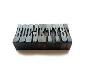 Printing block typography western 7 8 B D E G K T Y , Old vintage wooden press stamp 4.5cm , Supplies assembly industrial décor