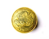 Antique poudrier floral Art Nouveau en celluloïd , Boîte de poudre décor vanité ivoire motif chrysanthême 1900 cadeau elle boudoir français