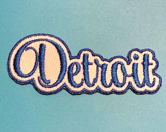 Detroit Script Word Patch-Iron On-4”-Sew On