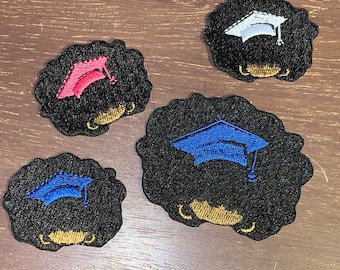 Afro Graduation Cap-Iron On Patch