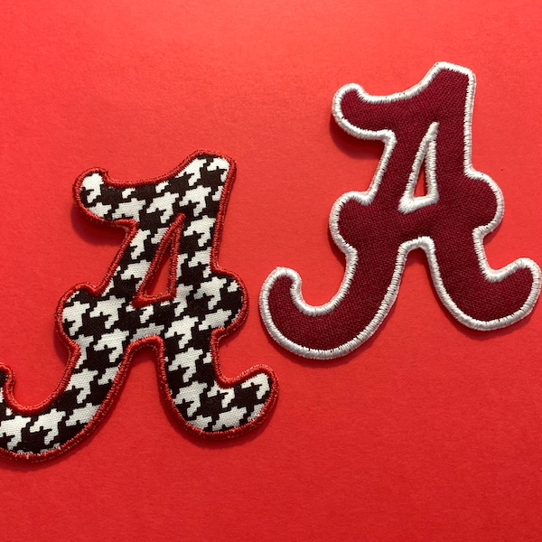 Alabama A Houndstooth Fabric Patch-3in