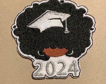 Afro Graduation Cap-2024-Iron On Patch