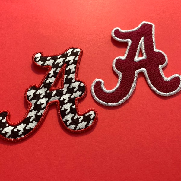 Alabama A Houndstooth Fabric Patch-3in