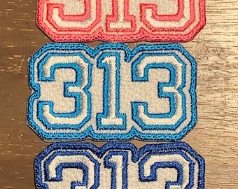 Detroit 313 Varsity Number Patch-Area Code
