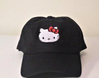 Hello Kitty Cap-black-embroidered 