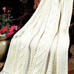 Knit Aran Afghan Vintage Pattern-50X70"