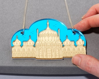 collana con specchio del padiglione reale in oro, collana degli amanti di Brighton