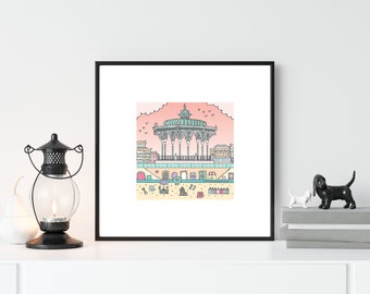 Brighton bandstand artwork, Hove landmarks print wall art