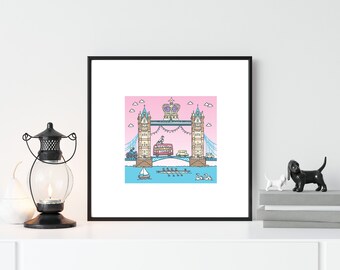 Tower Bridge landmark art print, london lovers art