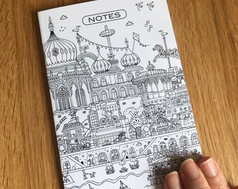 2 x Brighton illustrated A6 notebooks, monochrome landmarks books