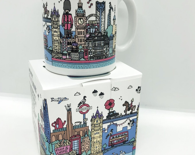 Colourful london landmarks mug, London lovers cup