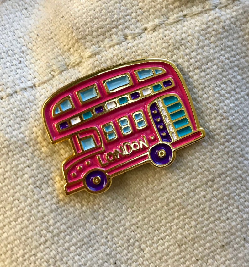 Red bus enamel pin badge London travels souvenir Etsy