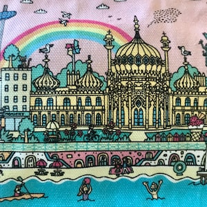 Brighton makeup bag, colourful Brighton cityscape pencil case image 7