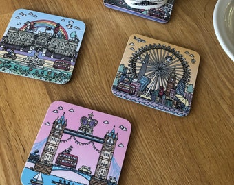 ピンパーネル 19世紀ロンドン プレースマット ブルーの縁取り コルク