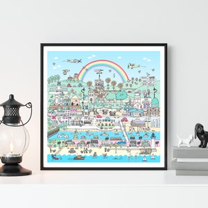 Shoreham Delight Wahrzeichen Kunstdruck, farbenfrohe Stadtansicht Wandkunst