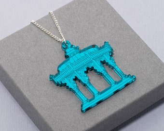 Teal mirror bandstand necklace