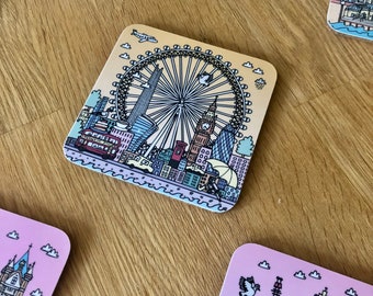 London Eye Coaster, Colourful City Drinks Ware