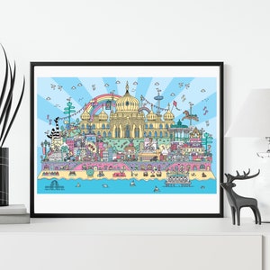 Brighton colourful, special edition A2 landmarks print