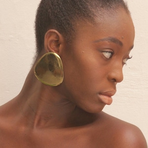 Big drop earrings, Oversized disc earrings, Large organic stud earrings, Big Circle Earring