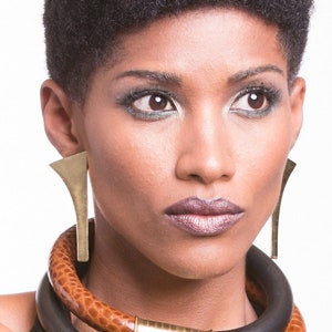 Avant garde statement earrings, Long modern bar earrings image 1