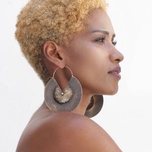 Tribal earrings for women, Bold and rustic tribal large earrings, New chic tribal jewelry