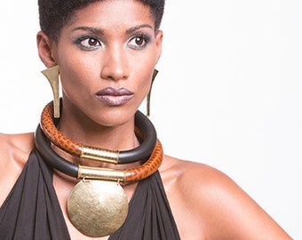 African Statement necklace for women, Jewelry set for spring bold outfits.