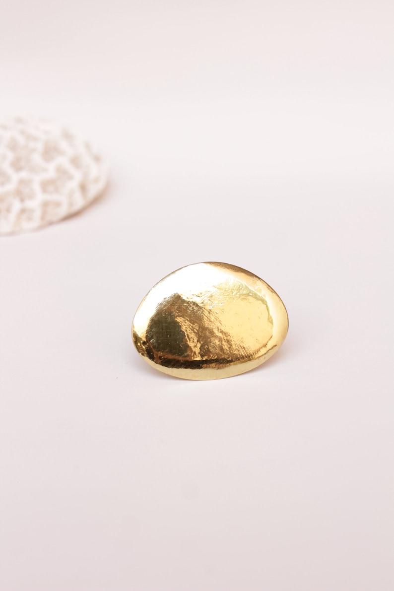 Big statement ring for women, Large chunky ring in golden brass image 7