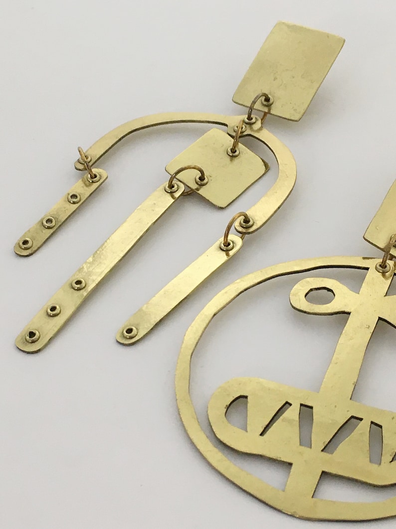 African statement earrings Mix match bold earrings Tribal Sculptural earrings