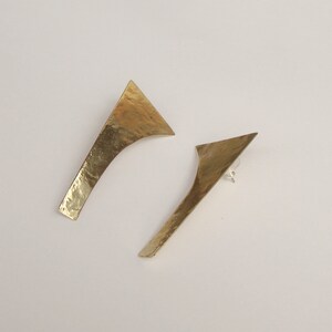 Avant garde statement earrings, Long modern bar earrings image 3