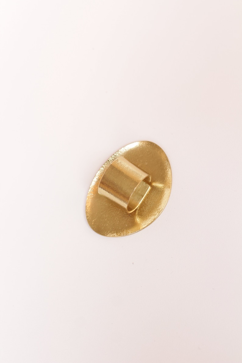 Big statement ring for women, Large chunky ring in golden brass image 8