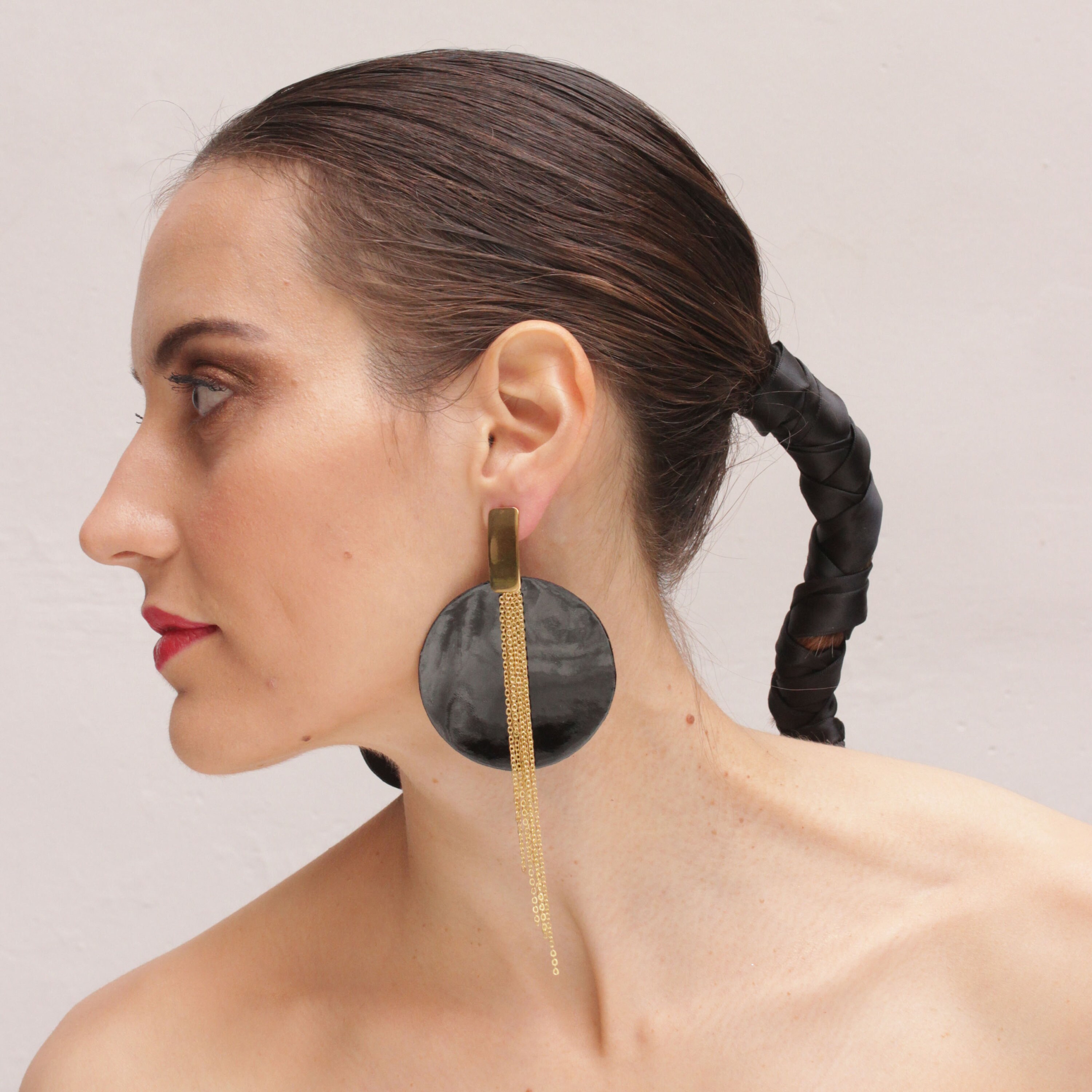 Large Statement Drop Earrings With Chain Tassel Chunky and Etsy