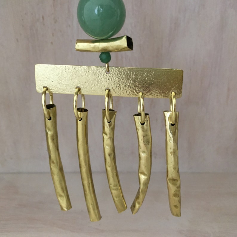 Statement Earrings Bold Drop Brass Earrings Chunky Earrings Etsy