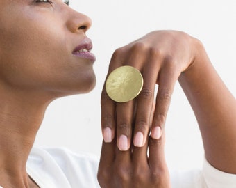 Grosse bague tendance pour femme, grosse bague épaisse en laiton doré