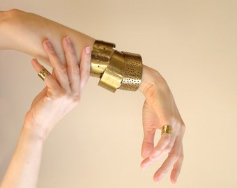 Handmade Brass Stacking Bracelet Set: Boho Chic Cuff Jewelry