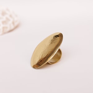 Big statement ring for women, Large chunky ring in golden brass image 6
