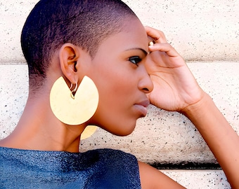 Oversized Brass Hoop Earrings: African Tribal Boho Jewelry
