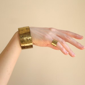 Handmade Hammered Brass Bangle: Boho Cuff Bracelet, Size Medium