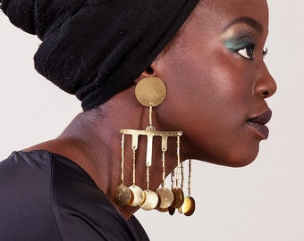 Clip Large statement African earrings ideal for holidays