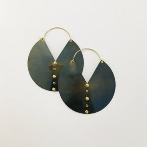 Rustic tribal earrings, Large hoop women's earrings