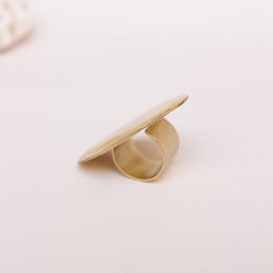 Big statement ring for women, Large chunky ring in golden brass image 4