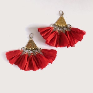 Tassel Earrings, Red Statement Earrings, Boho Earrings, Dangle Earrings, fan earrings, Ethnic earrings Autumn earrings, gift