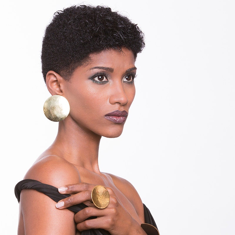 Clip on stud disc african earrings tribal earring africa Etsy